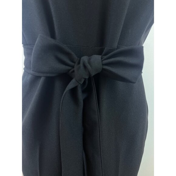 Icōne Black Sleeveless Midi Jumpsuit With Tie Waist & V-Neckline Size 8 - Picture 6 of 9